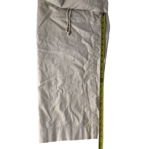 Liz Wear Liz Clairborne Beige Wide Leg Elastic Waist Draw String Cropped Pants M - Picture 7 of 16